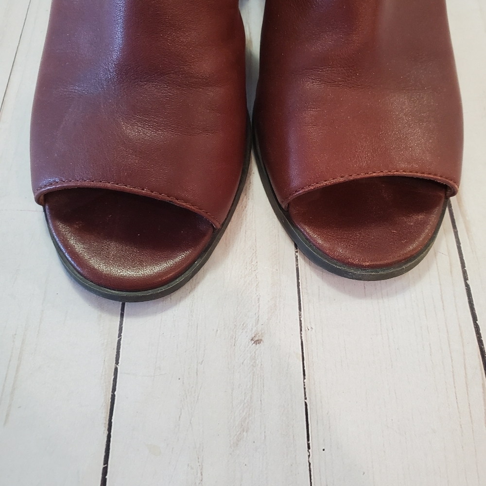 Lucky Brand Burgundy Leather Barimo Open Toe Bootie Size 7.5 - Picture 9 of 16